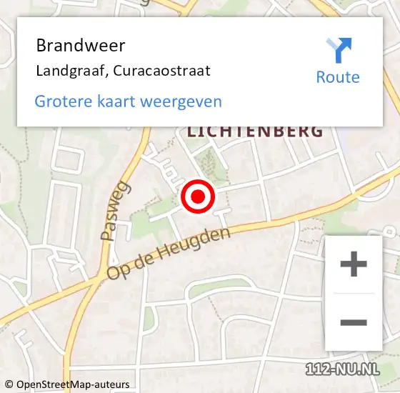 Locatie op kaart van de 112 melding: Brandweer Landgraaf, Curacaostraat op 15 april 2014 06:11