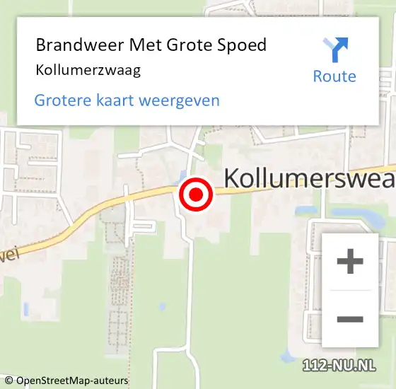 Locatie op kaart van de 112 melding: Brandweer Met Grote Spoed Naar Kollumerzwaag op 27 september 2019 18:01