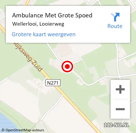 Locatie op kaart van de 112 melding: Ambulance Met Grote Spoed Naar Wellerlooi, Looierweg op 27 september 2019 18:27