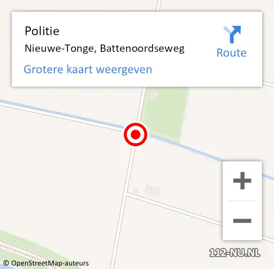 Locatie op kaart van de 112 melding: Politie Nieuwe-Tonge, Battenoordseweg op 27 september 2019 18:50