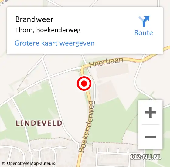 Locatie op kaart van de 112 melding: Brandweer Thorn, Boekenderweg op 27 september 2019 19:34