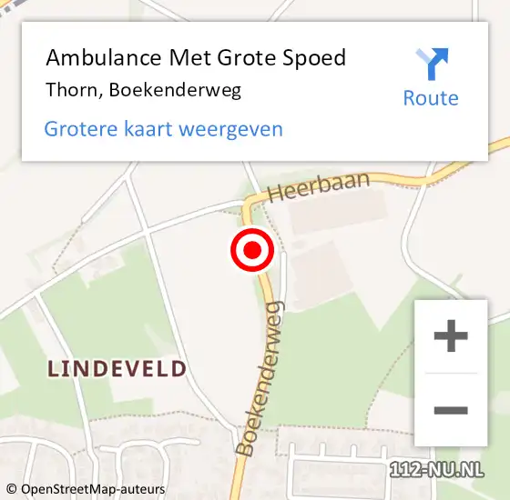 Locatie op kaart van de 112 melding: Ambulance Met Grote Spoed Naar Thorn, Boekenderweg op 27 september 2019 19:35