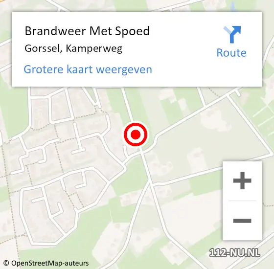 Locatie op kaart van de 112 melding: Brandweer Met Spoed Naar Gorssel, Kamperweg op 27 september 2019 19:42