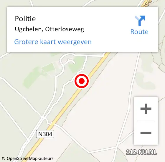 Locatie op kaart van de 112 melding: Politie Ugchelen, Otterloseweg op 27 september 2019 19:45