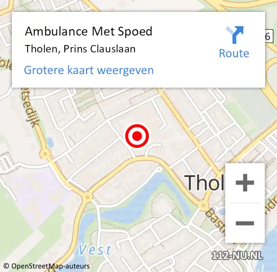 Locatie op kaart van de 112 melding: Ambulance Met Spoed Naar Tholen, Prins Clauslaan op 27 september 2019 20:10