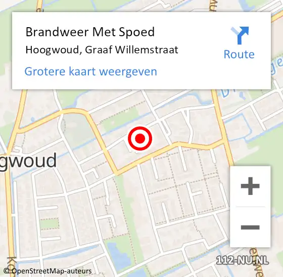 Locatie op kaart van de 112 melding: Brandweer Met Spoed Naar Hoogwoud, Graaf Willemstraat op 27 september 2019 21:58