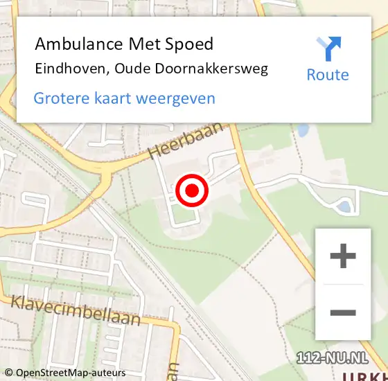 Locatie op kaart van de 112 melding: Ambulance Met Spoed Naar Eindhoven, Oude Doornakkersweg op 27 september 2019 22:17