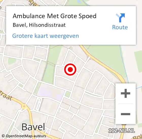 Locatie op kaart van de 112 melding: Ambulance Met Grote Spoed Naar Bavel, Hilsondisstraat op 27 september 2019 22:40