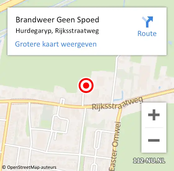 Locatie op kaart van de 112 melding: Brandweer Geen Spoed Naar Hurdegaryp, Rijksstraatweg op 27 september 2019 23:11