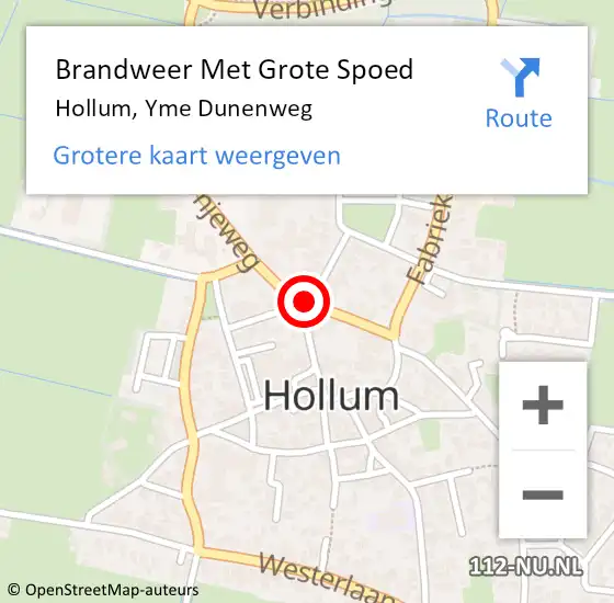 Locatie op kaart van de 112 melding: Brandweer Met Grote Spoed Naar Hollum, Yme Dunenweg op 27 september 2019 23:55