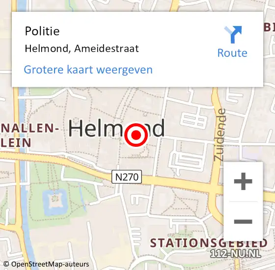 Locatie op kaart van de 112 melding: Politie Helmond, Ameidestraat op 28 september 2019 00:20