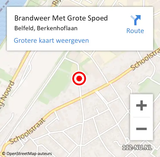 Locatie op kaart van de 112 melding: Brandweer Met Grote Spoed Naar Belfeld, Berkenhoflaan op 28 september 2019 00:47