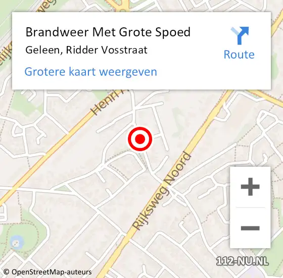 Locatie op kaart van de 112 melding: Brandweer Met Grote Spoed Naar Geleen, Ridder Vosstraat op 28 september 2019 00:59