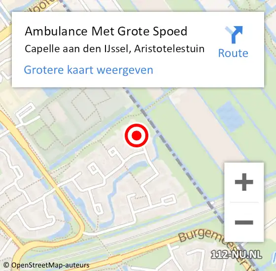 Locatie op kaart van de 112 melding: Ambulance Met Grote Spoed Naar Capelle aan den IJssel, Aristotelestuin op 28 september 2019 01:16