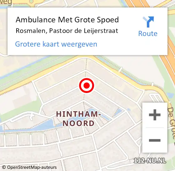 Locatie op kaart van de 112 melding: Ambulance Met Grote Spoed Naar Rosmalen, Pastoor de Leijerstraat op 28 september 2019 01:53