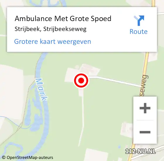 Locatie op kaart van de 112 melding: Ambulance Met Grote Spoed Naar Strijbeek, Strijbeekseweg op 15 april 2014 07:46