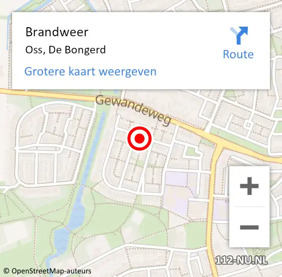Locatie op kaart van de 112 melding: Brandweer Oss, De Bongerd op 28 september 2019 02:44
