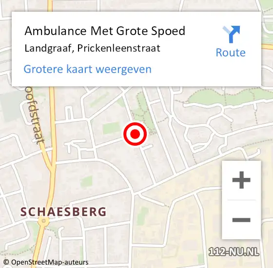 Locatie op kaart van de 112 melding: Ambulance Met Grote Spoed Naar Landgraaf, Prickenleenstraat op 28 september 2019 03:39