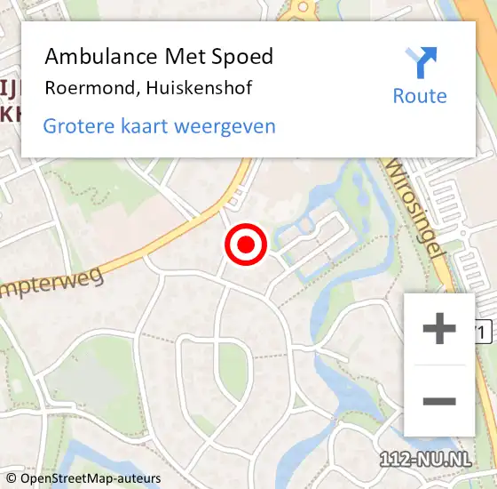 Locatie op kaart van de 112 melding: Ambulance Met Spoed Naar Roermond, Huiskenshof op 28 september 2019 04:34