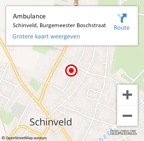 Locatie op kaart van de 112 melding: Ambulance Schinveld, Burgemeester Boschstraat op 15 april 2014 08:06