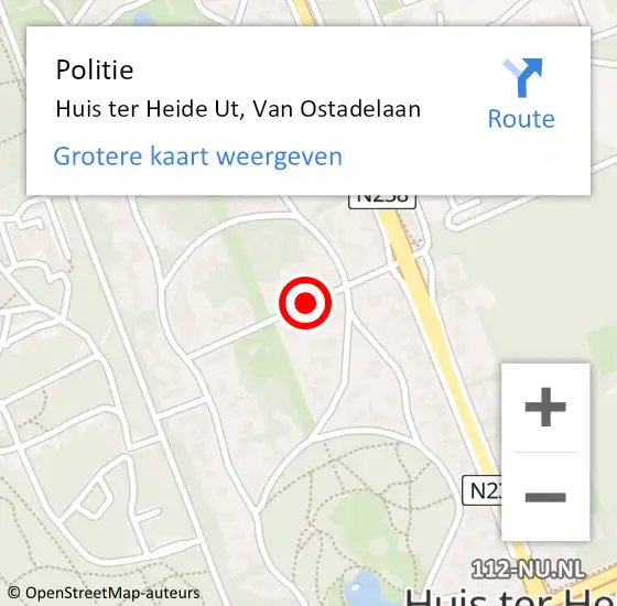 Locatie op kaart van de 112 melding: Politie Huis ter Heide Ut, Van Ostadelaan op 15 april 2014 08:11