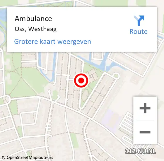 Locatie op kaart van de 112 melding: Ambulance Oss, Westhaag op 28 september 2019 10:13