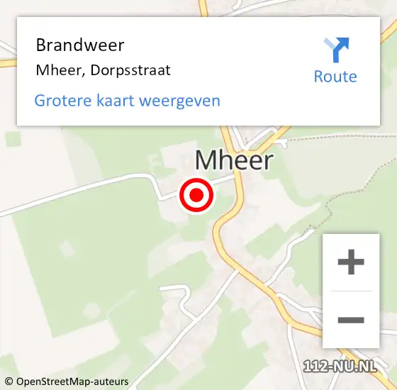 Locatie op kaart van de 112 melding: Brandweer Mheer, Dorpsstraat op 28 september 2013 19:42