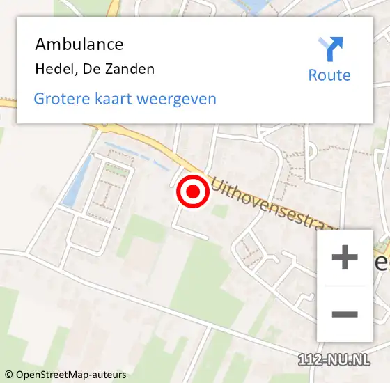 Locatie op kaart van de 112 melding: Ambulance Hedel, De Zanden op 15 april 2014 08:27