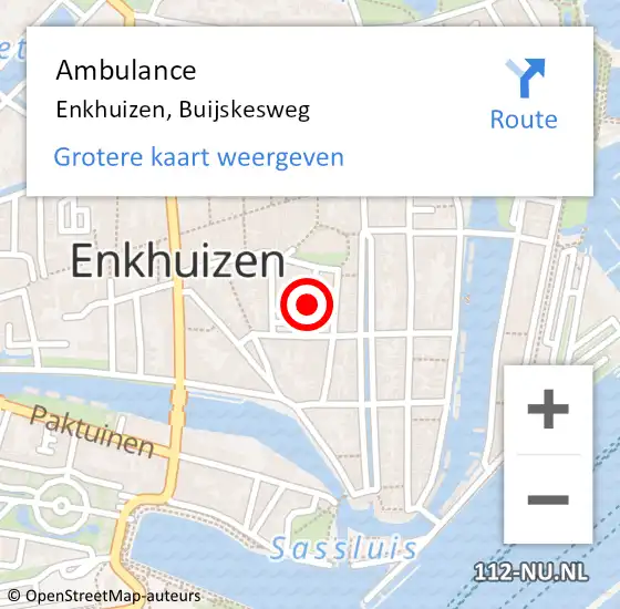 Locatie op kaart van de 112 melding: Ambulance Enkhuizen, Buijskesweg op 28 september 2019 12:19