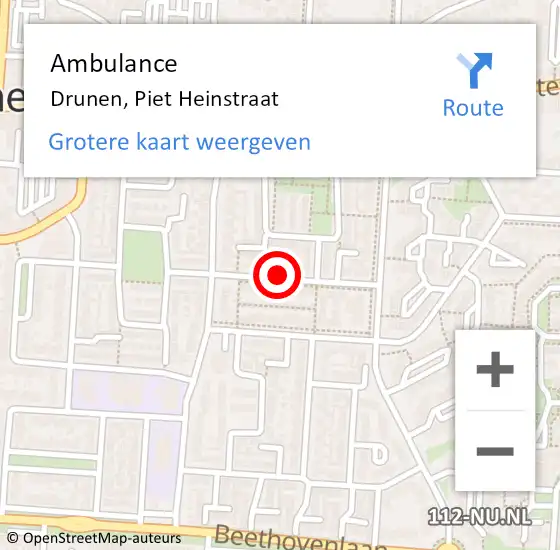 Locatie op kaart van de 112 melding: Ambulance Drunen, Piet Heinstraat op 28 september 2019 12:22