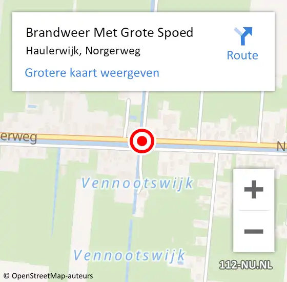 Locatie op kaart van de 112 melding: Brandweer Met Grote Spoed Naar Haulerwijk, Norgerweg op 28 september 2019 12:23