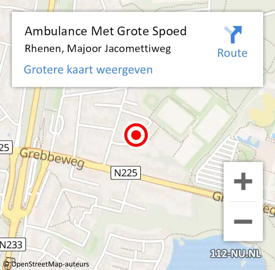 Locatie op kaart van de 112 melding: Ambulance Met Grote Spoed Naar Rhenen, Majoor Jacomettiweg op 28 september 2019 12:36