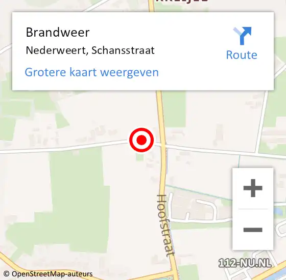 Locatie op kaart van de 112 melding: Brandweer Nederweert, Schansstraat op 28 september 2019 13:17