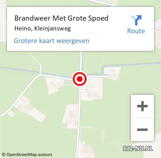 Locatie op kaart van de 112 melding: Brandweer Met Grote Spoed Naar Heino, Kleinjansweg op 28 september 2019 14:28