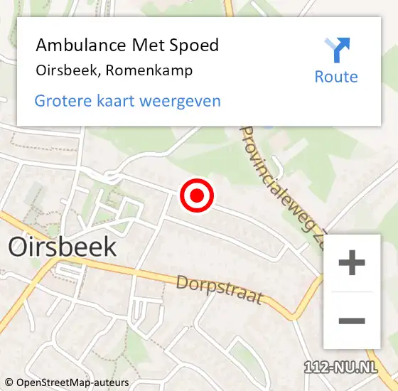 Locatie op kaart van de 112 melding: Ambulance Met Spoed Naar Oirsbeek, Romenkamp op 15 april 2014 08:45