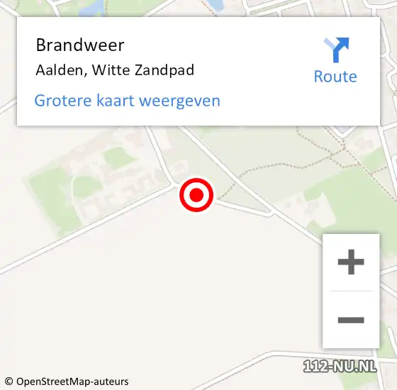 Locatie op kaart van de 112 melding: Brandweer Aalden, Witte Zandpad op 28 september 2019 15:36