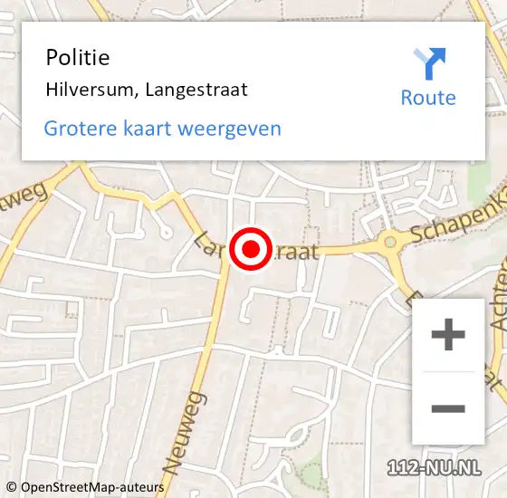 Locatie op kaart van de 112 melding: Politie Hilversum, Langestraat op 28 september 2019 15:50