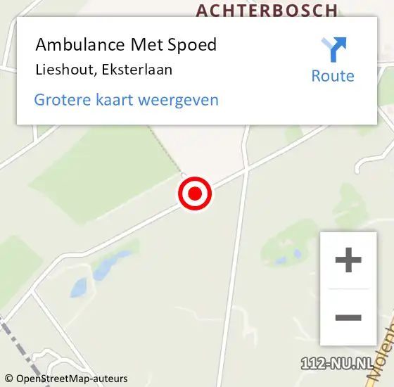 Locatie op kaart van de 112 melding: Ambulance Met Spoed Naar Lieshout, Eksterlaan op 28 september 2019 15:52