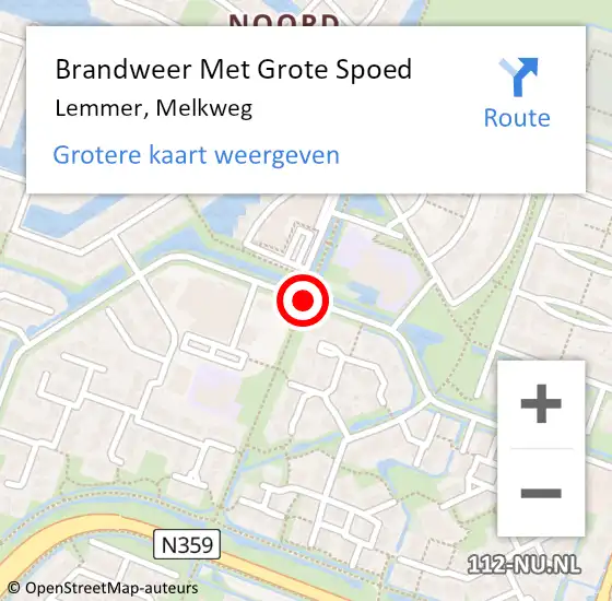 Locatie op kaart van de 112 melding: Brandweer Met Grote Spoed Naar Lemmer, Melkweg op 28 september 2019 15:57