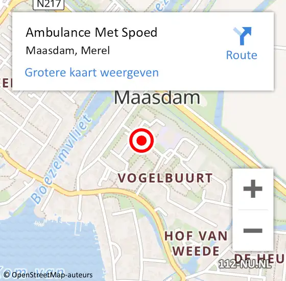 Locatie op kaart van de 112 melding: Ambulance Met Spoed Naar Maasdam, Merel op 28 september 2019 16:26