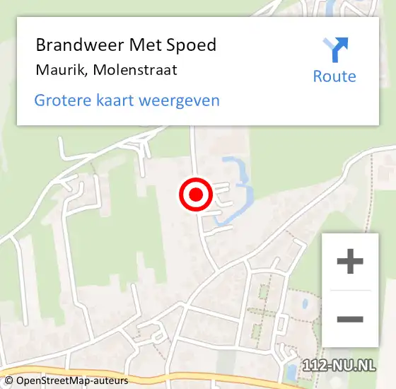 Locatie op kaart van de 112 melding: Brandweer Met Spoed Naar Maurik, Molenstraat op 28 september 2019 16:44