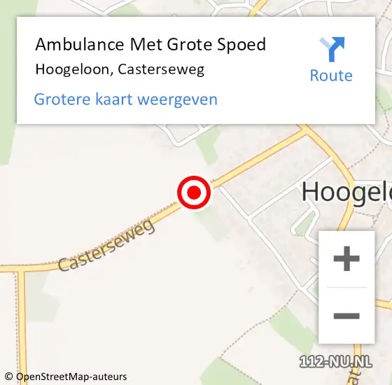 Locatie op kaart van de 112 melding: Ambulance Met Grote Spoed Naar Hoogeloon, Casterseweg op 28 september 2019 17:18