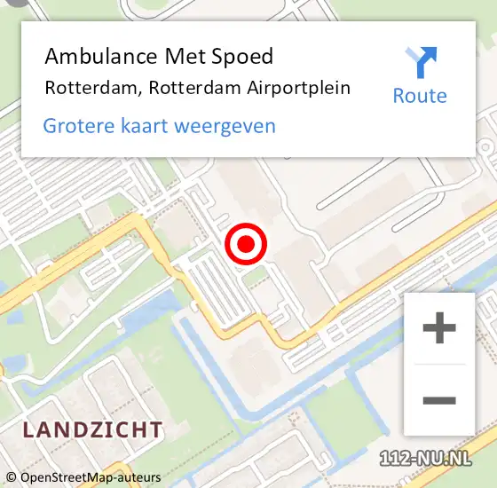 Locatie op kaart van de 112 melding: Ambulance Met Spoed Naar Rotterdam, Rotterdam Airportplein op 28 september 2019 17:41