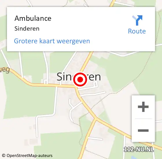 Locatie op kaart van de 112 melding: Ambulance Sinderen op 28 september 2019 19:13