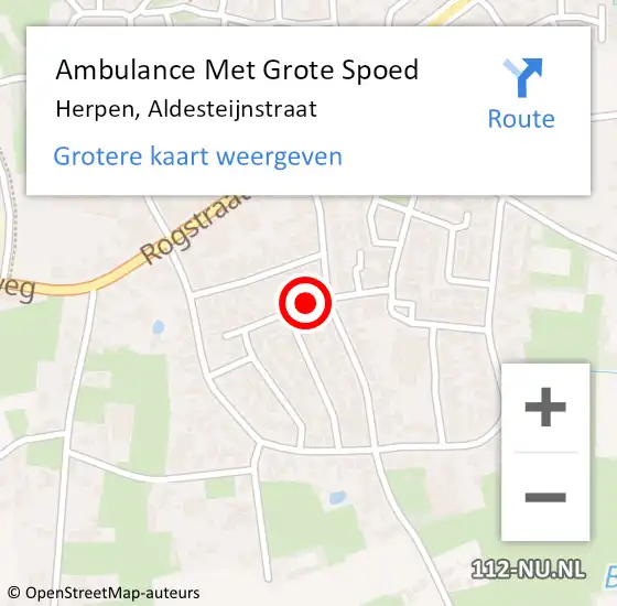 Locatie op kaart van de 112 melding: Ambulance Met Grote Spoed Naar Herpen, Aldesteijnstraat op 28 september 2019 20:41