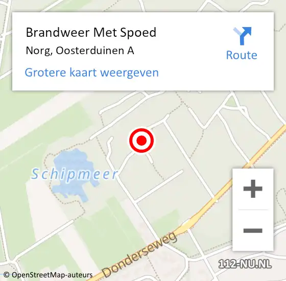 Locatie op kaart van de 112 melding: Brandweer Met Spoed Naar Norg, Oosterduinen A op 28 september 2019 21:12