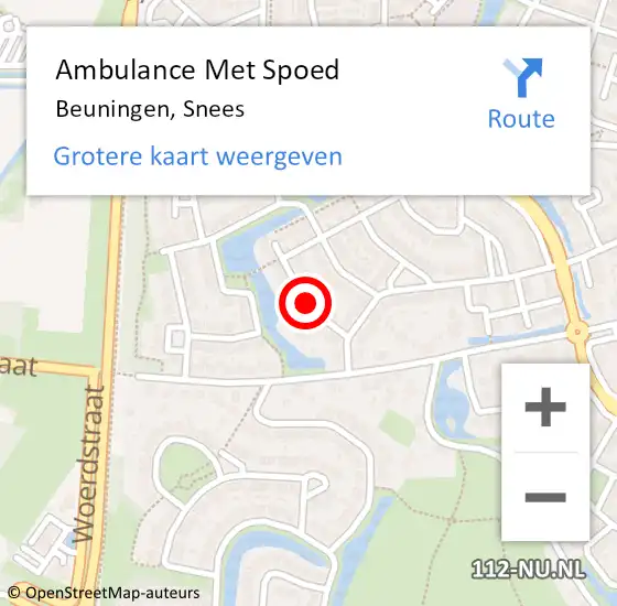 Locatie op kaart van de 112 melding: Ambulance Met Spoed Naar Beuningen, Snees op 28 september 2019 22:26