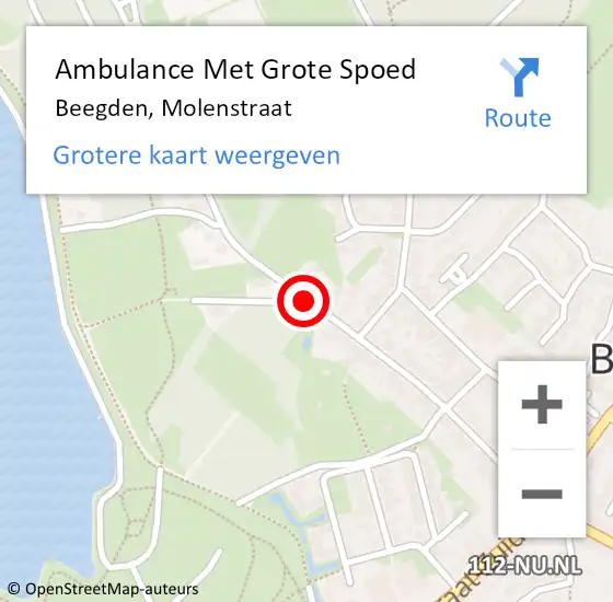 Locatie op kaart van de 112 melding: Ambulance Met Grote Spoed Naar Beegden, Molenstraat op 28 september 2019 22:46