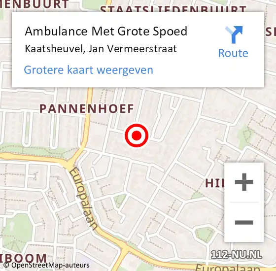 Locatie op kaart van de 112 melding: Ambulance Met Grote Spoed Naar Kaatsheuvel, Jan Vermeerstraat op 28 september 2019 22:55