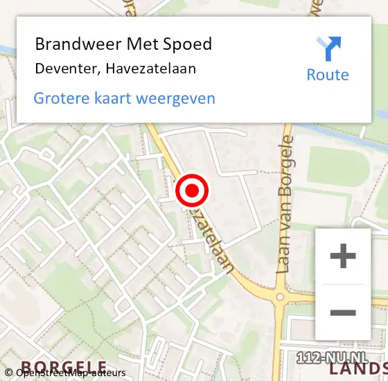 Locatie op kaart van de 112 melding: Brandweer Met Spoed Naar Deventer, Havezatelaan op 28 september 2019 22:55